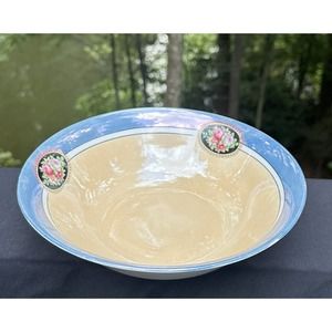 Antique White Block German Gold Iridescent 9” Serving Bowl Excellent! -S8